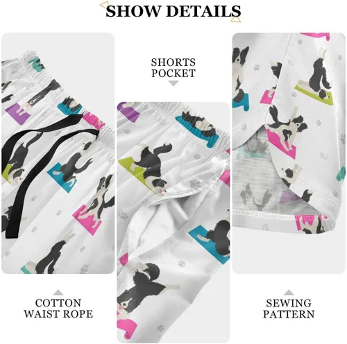 Vista 6 de vvfelixl Pantalones cortos de dormir para mujeres, cachorros, pantalones cortos de pijama con bolsillos, pantalones de dormir S-XXL