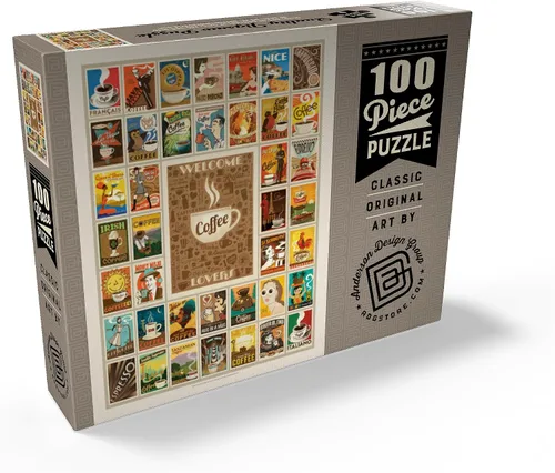 Vista 2 de MyPuzzle Coffee Collection: Impresión Multi-Imagen, Póster Vintage - Rompecabezas Premium de 100 Piezas para Adultos