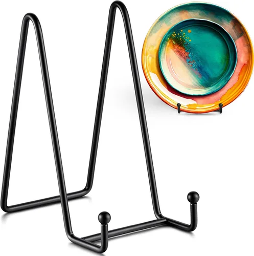 Vista 9 de TR-LIFE Paquete de 3 soportes de placa de 3 pulgadas para exhibición, soporte de caballete pequeño para imagen, plato decorativo, plato, libro, foto