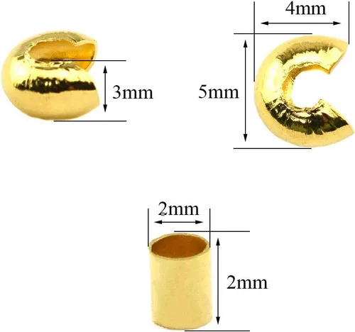Vista 2 de Cuentas de crimpado de tubo pequeño de 0.079 pulgadas y cubiertas de nudo de cuentas de crimpado de 0.157 pulgadas, semicircular, fácil de colocar