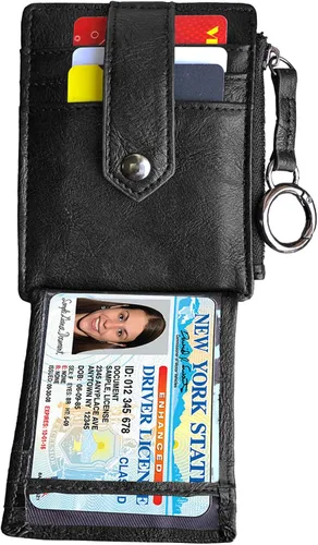 Vista 4 de AOXONEL Cartera de cuero para tarjetas de crédito Rfid para mujeres, compacta, pequeña, para mujer, monedero delgado