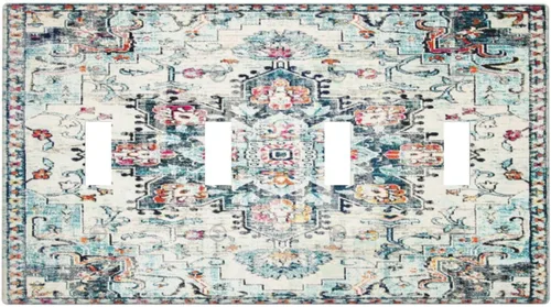 Vista 59 de Cubierta de Interruptor de Luz de Estilo Boho Vintage de los 70 Sol Arcoíris Champiñón Floral Rocker Individual 1 Gang Cubierta de Enchufe