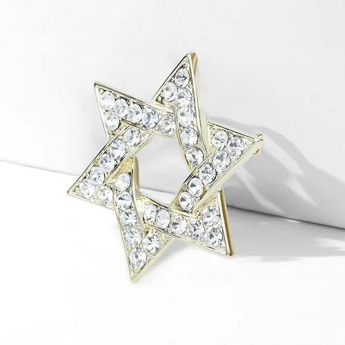 Vista 5 de VVCome Broche de estrella de David con diamantes de imitación y estrella de David, broche de solapa espiritual