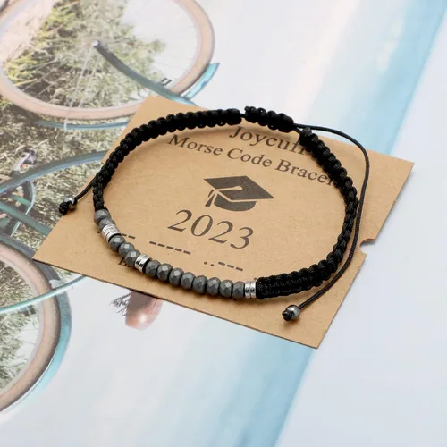 Vista 4 de JoycuFF Regalos inspiradores para niñas pulseras con código morse para mujer joyería única para hija mamá papá hijo regalo de amistad para mejores