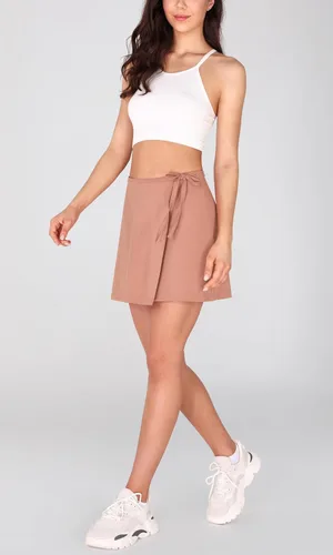 Vista 5 de ODODOS Falda pantalón envolvente para mujer, pantalones cortos integrados, faldas de tenis de cintura alta con bolsillos para golf atlético casual