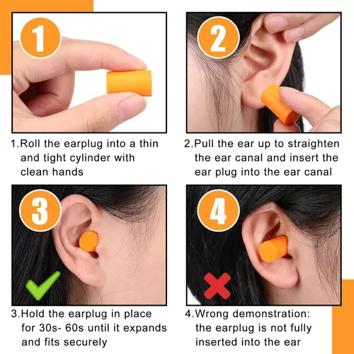 Vista 5 de Sratte 200 Pair Foam Ear Plugs Bulk for Sleeping Noise Cancelling 32db Disposable Comfortable Soft Ear Plugs Protection Quiet Sleep for Sleeping