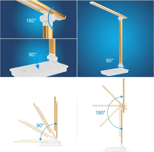 Vista 5 de Lámpara de escritorio LED con puerto de carga USB, lámpara de mesa regulable para el cuidado de los ojos para oficina en casa, control táctil con 5