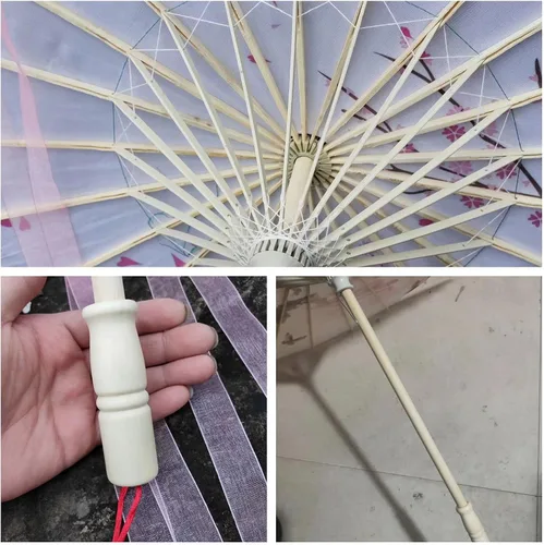 Vista 5 de Bestage Sombrilla de seda de bambú hecha a mano de 33 pulgadas con aceite de seda de bambú para arte chino japonés clásico sombrilla de baile