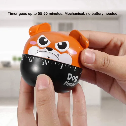 Vista 4 de Temporizador de cocina mecánico con forma de perro lindo temporizador de cuenta regresiva de 55 minutos, no requiere batería, reloj de cocina
