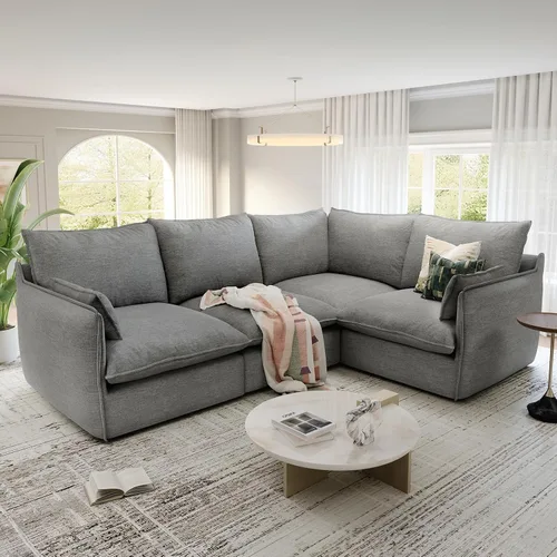 Vista 47 de Sofás modulares de 69.2 pulgadas para sala de estar, respaldo alto impermeable, sofá modular con relleno de plumón, sofá biplaza convertible
