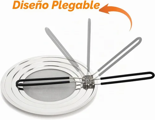 Vista 3 de Frcctre Paquete de 2 protectores de salpicaduras de acero inoxidable para sartén, protector de salpicaduras de grasa de 12 pulgadas con mango