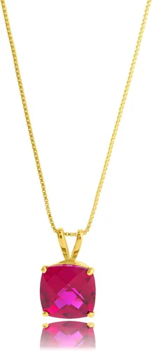 Vista 29 de MAX + STONE Cushion Cut Gemstone Necklace 8mm Solitaire Birthstone Necklace for Women Gemstone Pendant Necklaces with 18 inch Box Chain