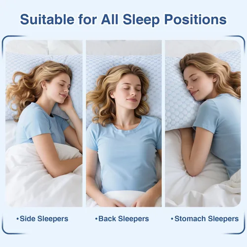Vista 5 de Favocama Almohada Refrescante para Dormir, Almohadas de Espuma Viscoelástica Triturada Tamaño King Juego de 2, Almohadas de Cama Refrescantes