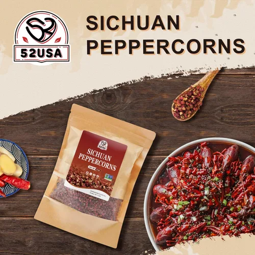 Vista 3 de 52USA Granos de Pimienta Sichuan, Granos de Pimienta Szechuan (4OZ), Auténticos Granos de Pimienta Roja Szechuan, Menos Semillas, Sabor Fuerte