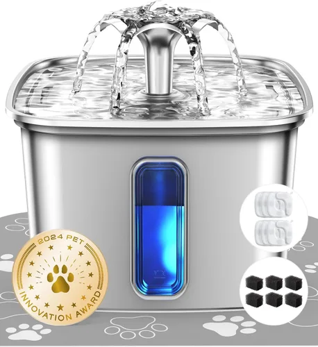 Vista 10 de Veken Ganador del Premio a la Innovación Fuente de Agua para Gatos de Acero Inoxidable, 95oz/2.8L Dispensador Automático de Agua para Mascotas