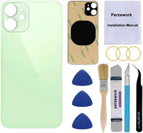 Vista 12 de Reemplazo de cristal trasero OEM para iPhone 12 mini 5.4 pulgadas (negro) con kit de herramientas de reparación