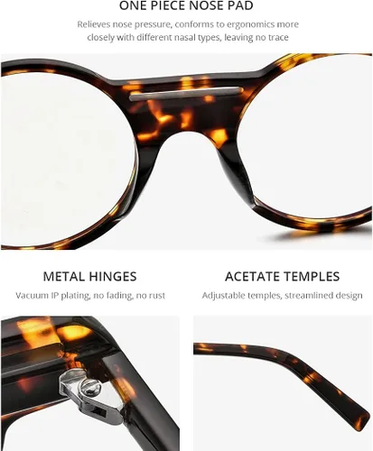 Vista 2 de HEPIDEM Gafas de acetato para hombre marco de anteojos ópticos retro vintage redondo para mujer