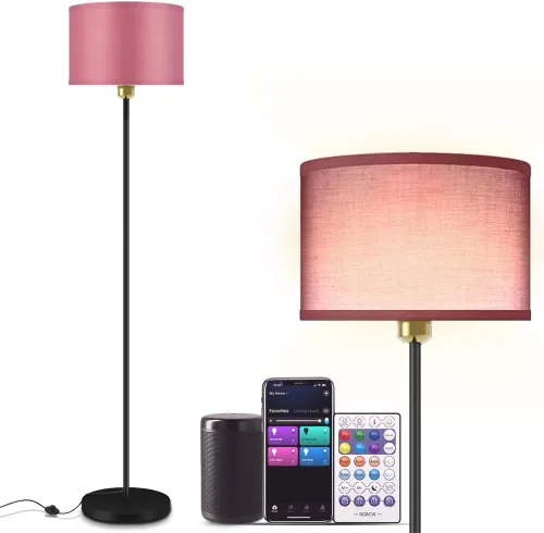 Vista 8 de YHW Lámparas de pie para sala de estar compatibles con Alexa Google, lámpara de pie lámparas altas para sala de estar, dormitorio, oficina, aula