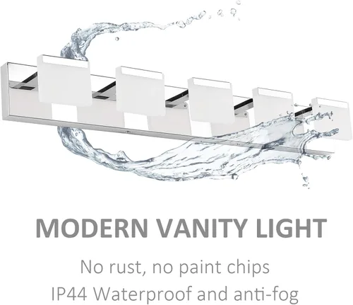 Vista 6 de Ralbay Luces LED modernas para tocador de baño, 5 luces, lámpara de pared de baño de acero inoxidable acrílico