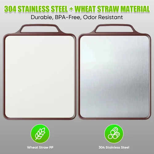Vista 6 de Tabla de cortar de titanio para cocina, tabla de cortar de doble cara de grado alimenticio para carne, frutas y verduras