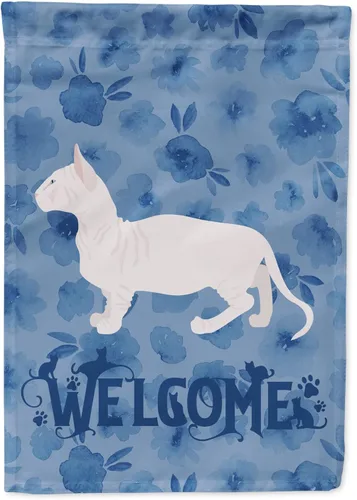 Vista 150 de Caroline's Treasures CK4813CHF - Bandera de bienvenida con gato abisinio azul, manga grande, para porche, para colgar en la pared, poliéster