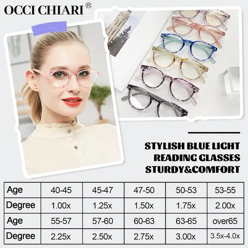 Vista 2 de Gafas de lectura Occhi Chiari para ordenador, filtro que bloquea la luz azul, gafas de vista cansada, lentes anti brillo con protección UV