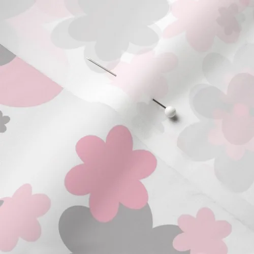 Vista 5 de Spoonflower Tela: rosa, gris y gris, floral, habitación de bebé, estampado en tela de gasa, cuarto de gordo, costura de moda, vestidos
