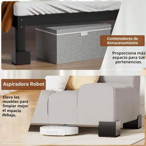 Vista 5 de Elevadores de cama para muebles de 2 pulgadas, de metal, autoadhesivos