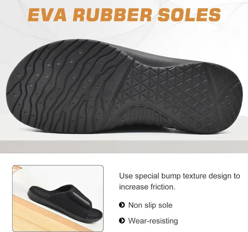 Vista 5 de ONCAI Pantuflas de casa para hombre con soporte de arco, sandalias de piel ortopédica para fascitis plantar plantilla ancha y correas ajustables