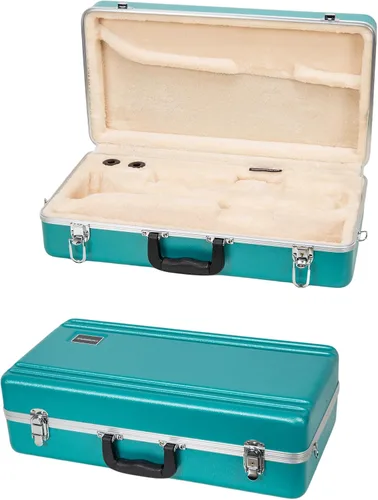 Vista 9 de Crossrock Funda para saxofón alto de ABS – Acabado champagne rectangular, interior de terciopelo burdeos, cerradura de seguridad y correa