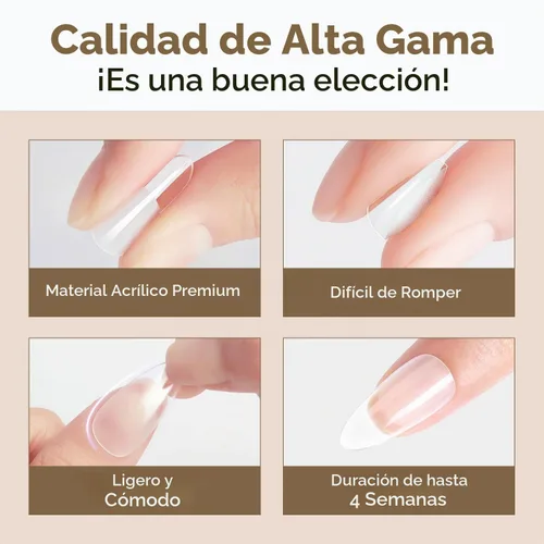 Vista 8 de Modelones - Uñas postizas de gel suave de cobertura completa con forma de almendra mediana