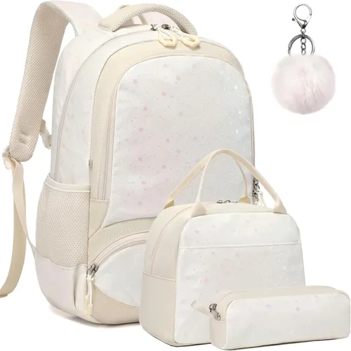 Vista 104 de Juego de mochila para niñas y adolescentes, mochila escolar para niños con bolsa para el almuerzo, estuche para lápices, mochilas escolares