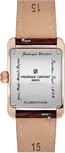 Vista 3 de Frederique Constant Ladies Swiss Quartz Classic Carrée Rose Gold-Tone Stainless Steel Watch with Burgundy Leather Strap, Style FC-200MC24
