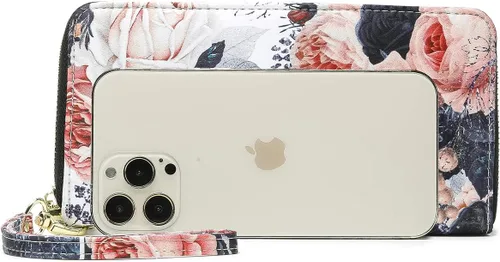 Vista 129 de Cartera de mano para mujer, estilo bohemio, con RFID, elegante, espaciosa con correa para viajes, capacidad para tarjetas, teléfono, dinero