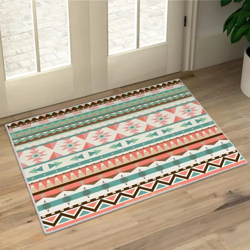 Vista 12 de Aztec 2x3 Area Rugs for Living Room Washable Non Slip - Rustic Carpet Low Pile Soft - Abstract Rug for Bedroom Dining Room Kitchen Entryway Indoor