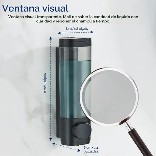Vista 5 de Pollock dispensador de champú y acondicionador sin taladro, negro 1 cámara