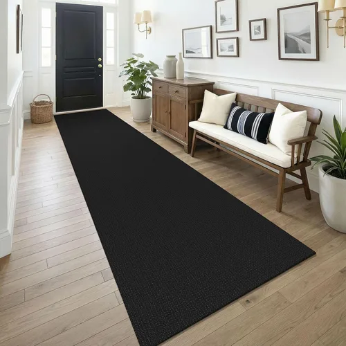 Vista 43 de KOZYFLY - Tapete para puerta de interior, lavable, pequeña, antideslizante, con respaldo de goma, felpudo de algodón para el hogar, color negro