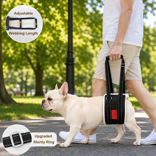 Vista 2 de Arnés de elevación para perros – Arnés ajustable para patas traseras con soporte suave para perros mayores, lesionados y discapacitados después