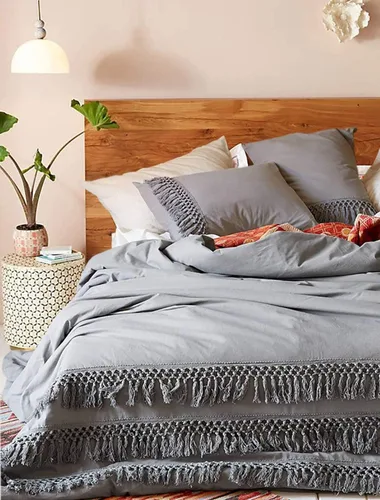 Vista 43 de Edredón hippie puro con borlas para dormitorio, manta bohemia con flecos indios, funda de edredón de algodón para mujer con fundas de almohada