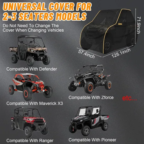 Vista 7 de StarknightMT Cubierta UTV de 2-3 Asientos con Salidas de Aire, Cubiertas UTV Universales Compatibles con Can Am X3 Defender Commander, Polaris RZR