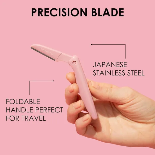 Vista 6 de JAPONESQUE Maquinillas de afeitar faciales plegables Dermaplaner - Juego de 3 piezas, kit de maquinilla de afeitar para cejas y cabello facial - Una