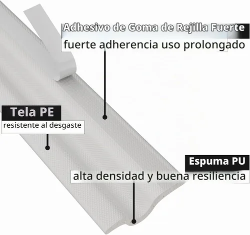 Vista 5 de Burlete sellador meteorológico para puerta de 118 pulgadas para la parte inferior de la puerta, burlete autoadhesivo de espuma para ventana, tira