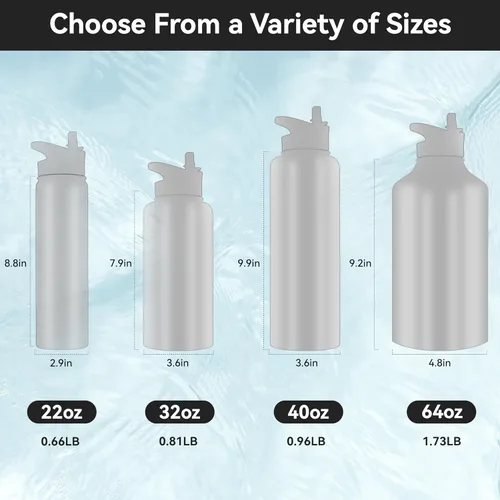 Vista 3 de HASLE OUTFITTERS Botella de agua aislada de 22 onzas, botella de agua de acero inoxidable de doble pared de boca ancha con tapa de popote y tapa