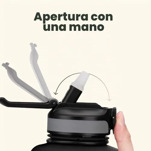 Vista 7 de Hydracy - Botella de agua grande de 2L, a prueba de roturas, de plástico Tritan sin BPA, a prueba de fugas, sin condensación, con correa de Gris