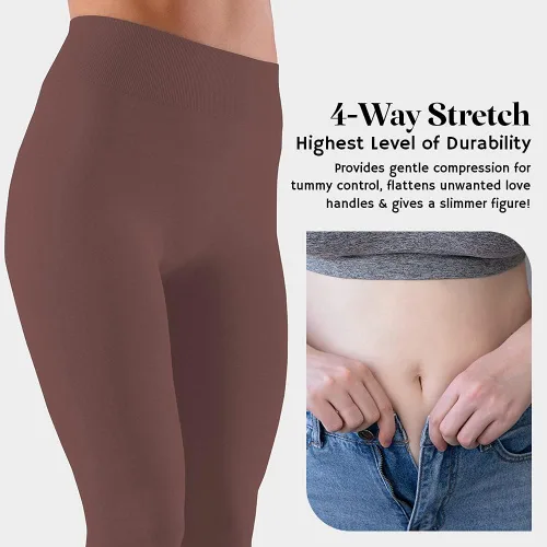 Vista 8 de Active Club mallas de mujer con forro de polar Sin costura con cintura ancha cepillado suave