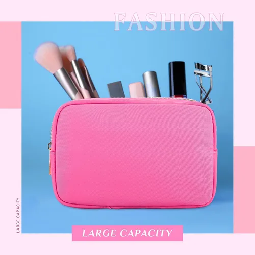 Vista 5 de Sweetude 10 bolsas de maquillaje de nailon para mujeres, bolsa organizadora de maquillaje reutilizable, bolsa de viaje para cosméticos, organizador