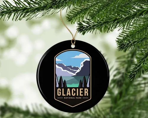 Vista 2 de Adorno de Parque Nacional Glaciar – Regalo del Parque Nacional Glaciar – Adorno de Navidad Glaciar – Decoración del Parque Nacional Glaciar