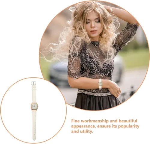 Vista 8 de Reloj de pulsera para mujer esfera cuadrada de cuero analógico Q-uartz reloj para mujer