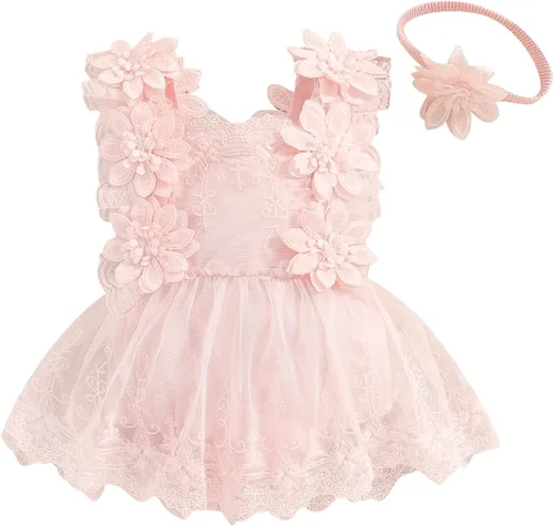 Vista 18 de Ropa para bebé niña con flores, encaje estilo boho, mono con tirantes, traje de verano para bebé niña Achristmas-verde