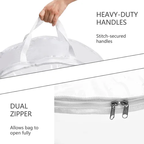 Vista 4 de Hedume Bolsa de almacenamiento para coronas, bolsa transparente de 30 x 12 pulgadas, contenedor de almacenamiento de corona de Navidad con doble